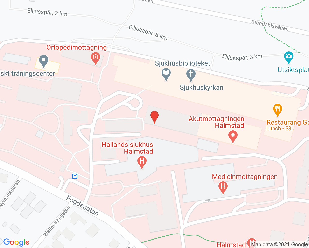 Karta till Neonatalmottagningen Hallands sjukhus Halmstad