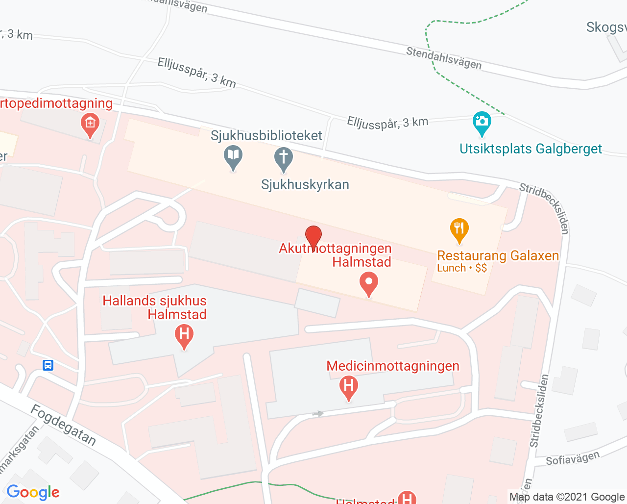 Karta till Operation Hallands sjukhus Halmstad