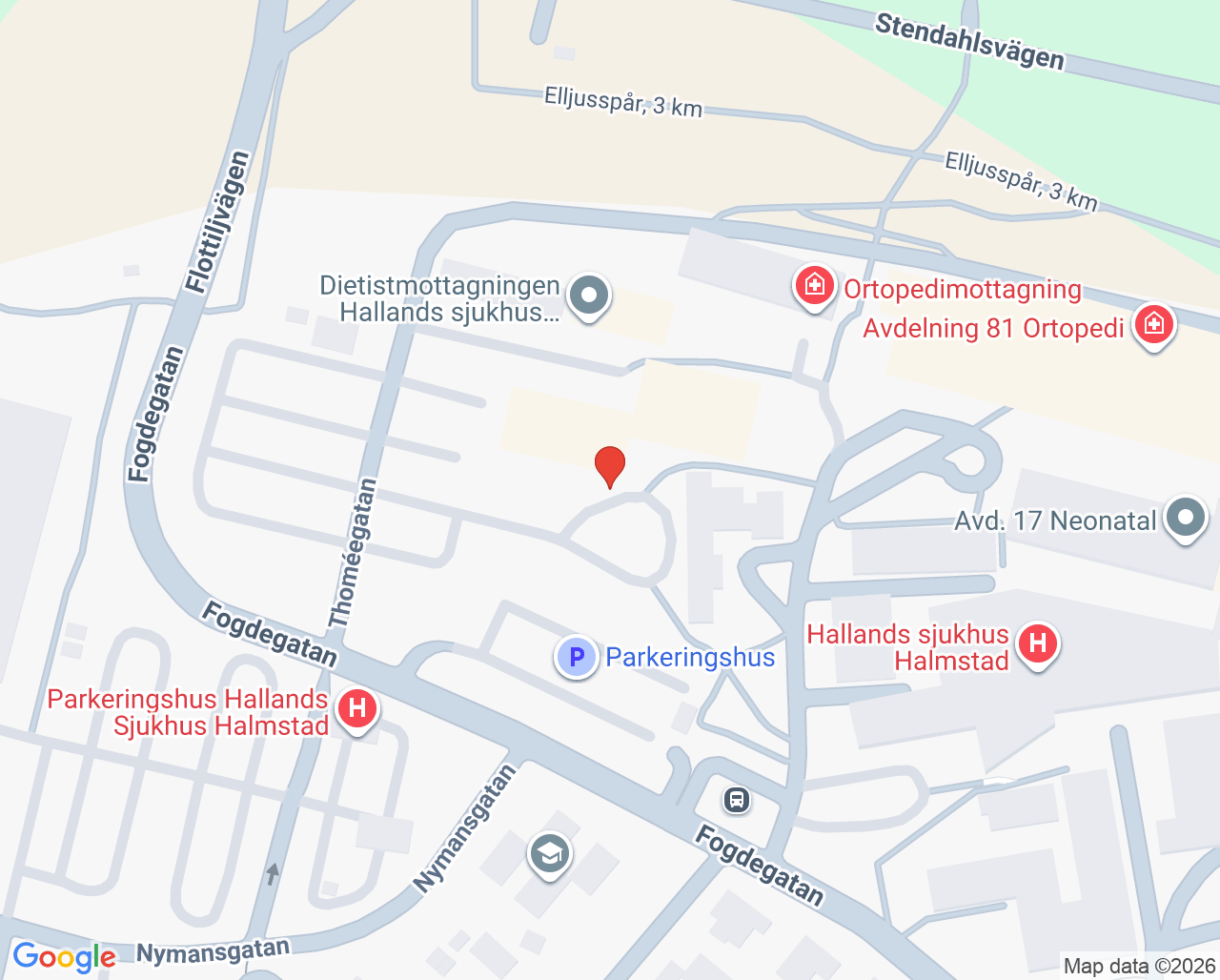 Karta till Avdelning 19 Psykiatri Halmstad
