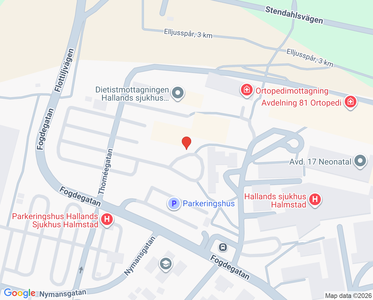 Karta till Avdelning 26 Psykiatri Halmstad