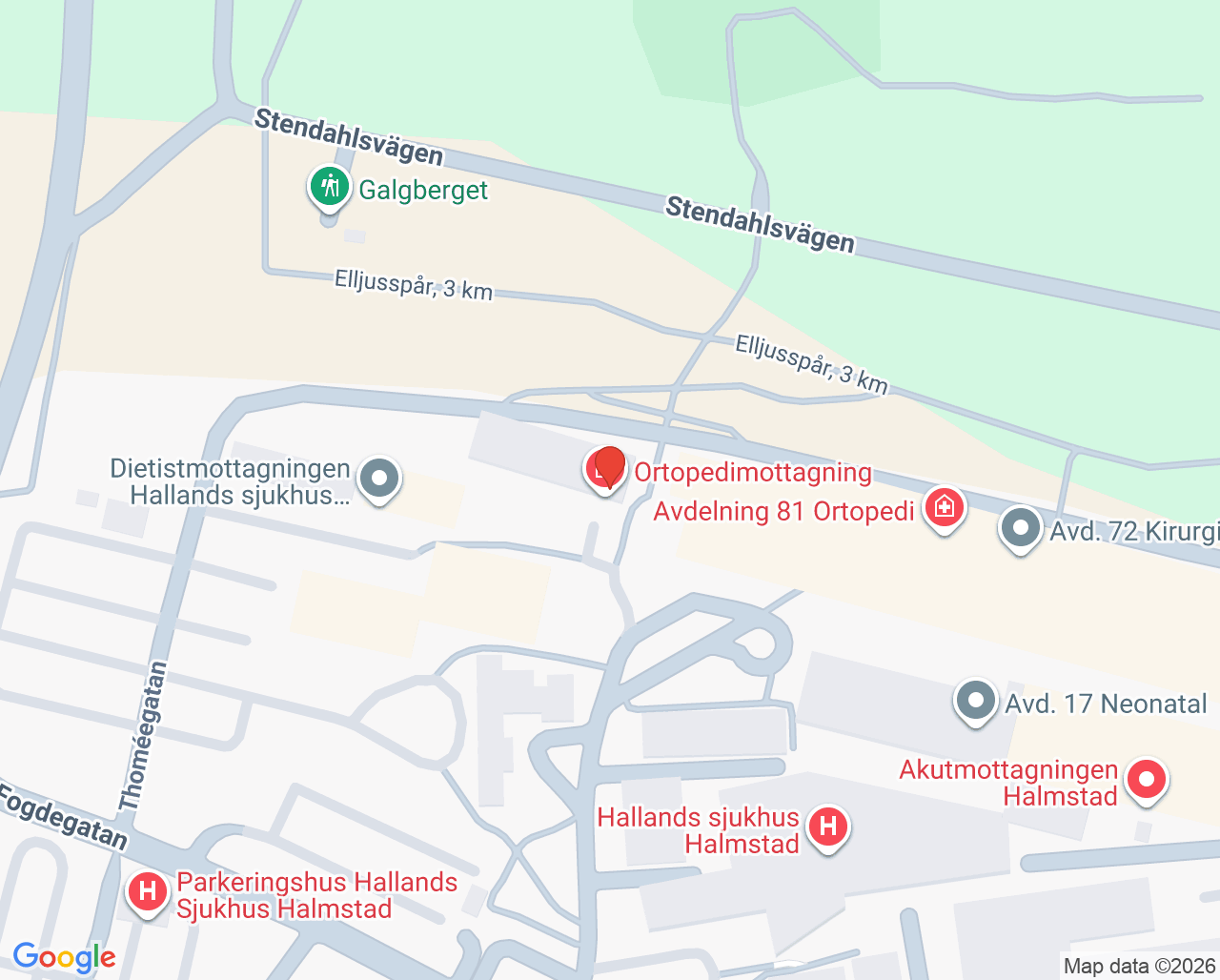 Karta till Logopedimottagningen Hallands sjukhus Halmstad