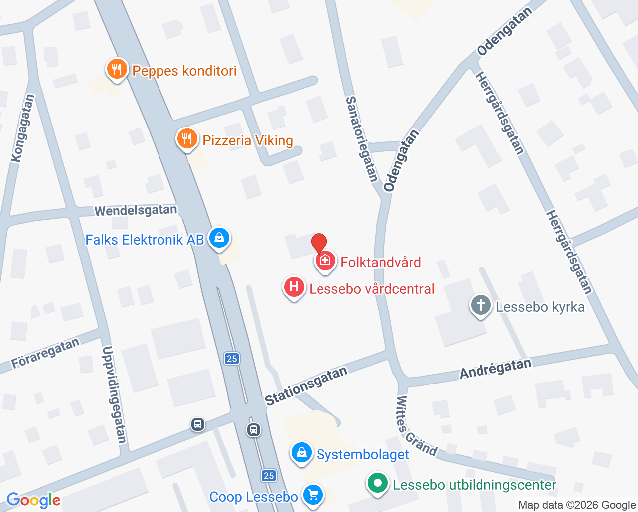 Karta till Lessebo primärvårdsrehab, Lessebo