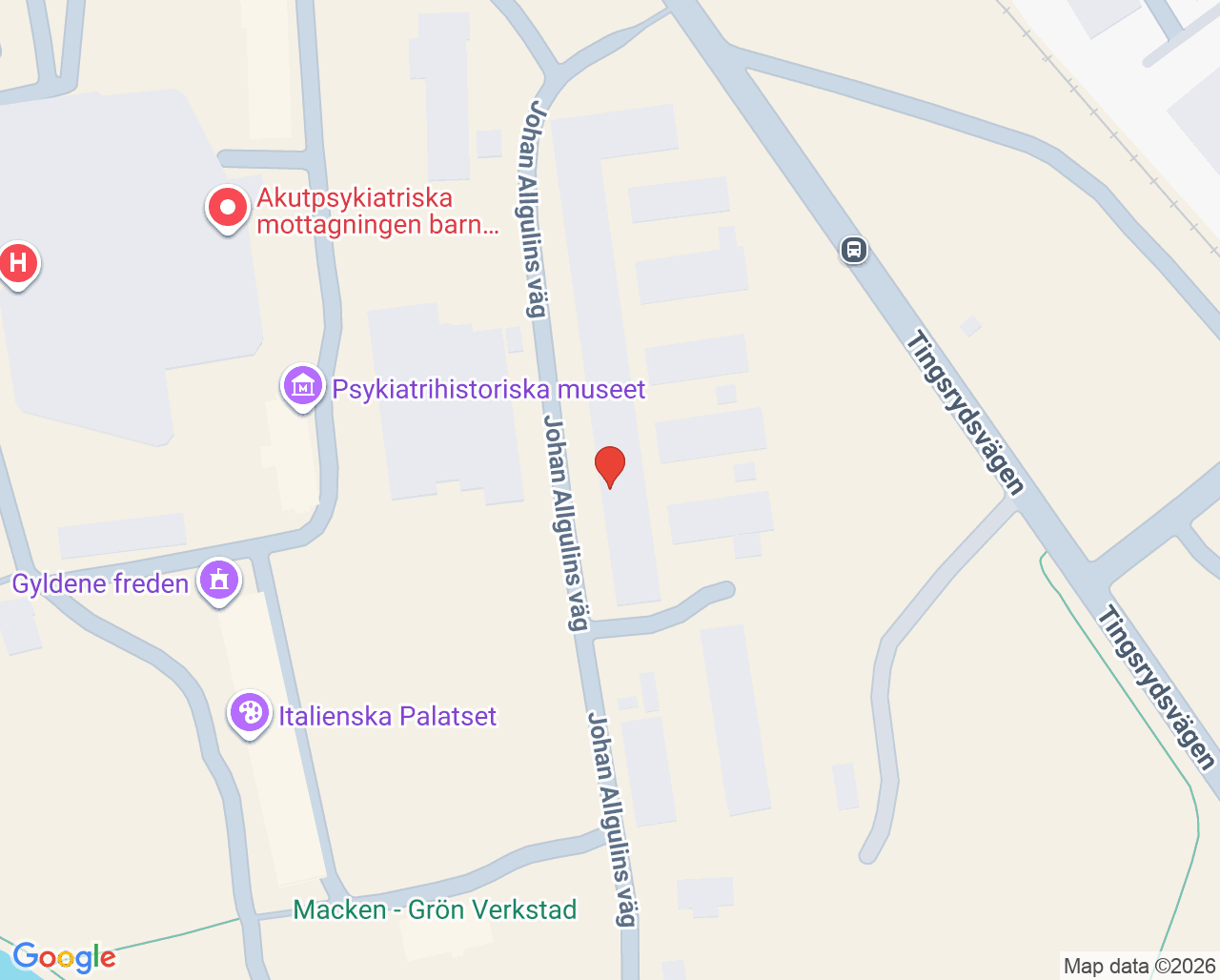 Karta till Rättspsykiatriska regionkliniken, Sigfridsområdet, Växjö