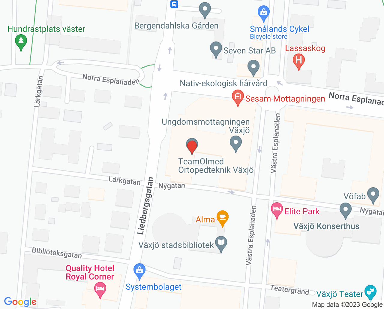 Karta till Abortmottagningen, Växjö