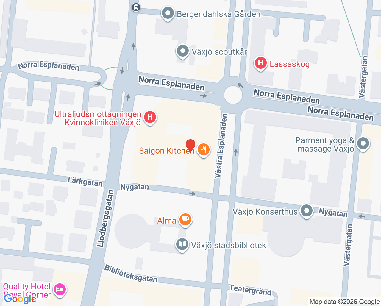 Karta till Logopedmottagningen barn Växjö, Växjö