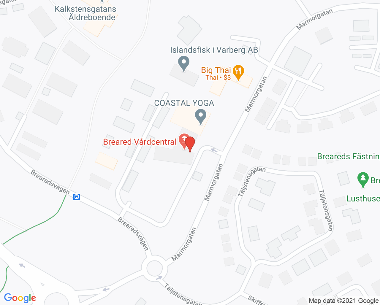 Karta till Folktandvården Breared, Varberg