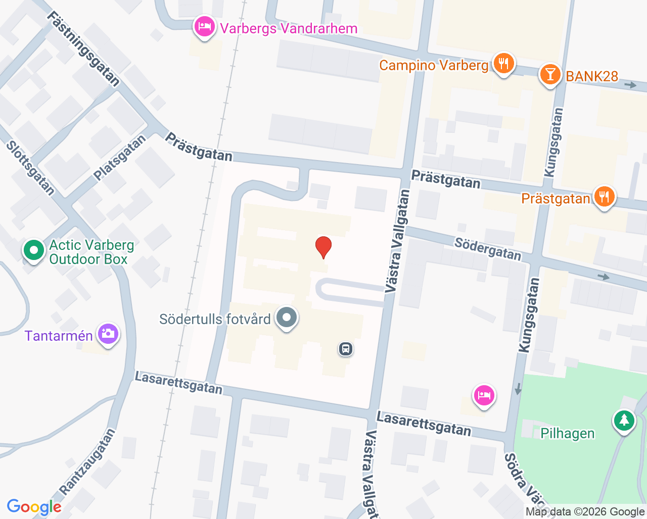 Karta till Kvälls- och helgmottagningen Varberg, Vårdcentralen Halland