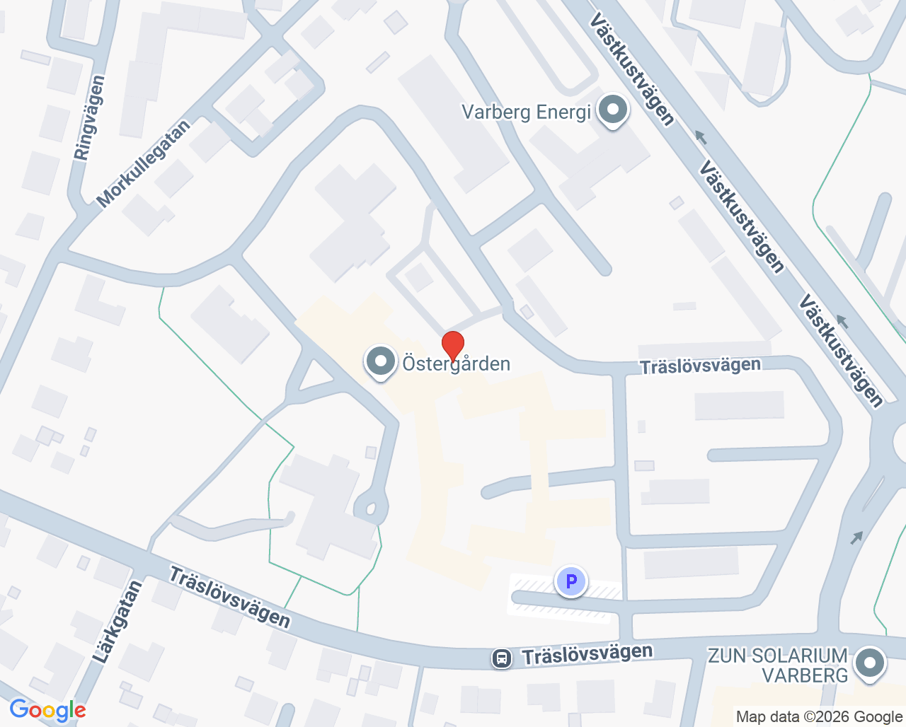 Karta till Östergården, Varberg