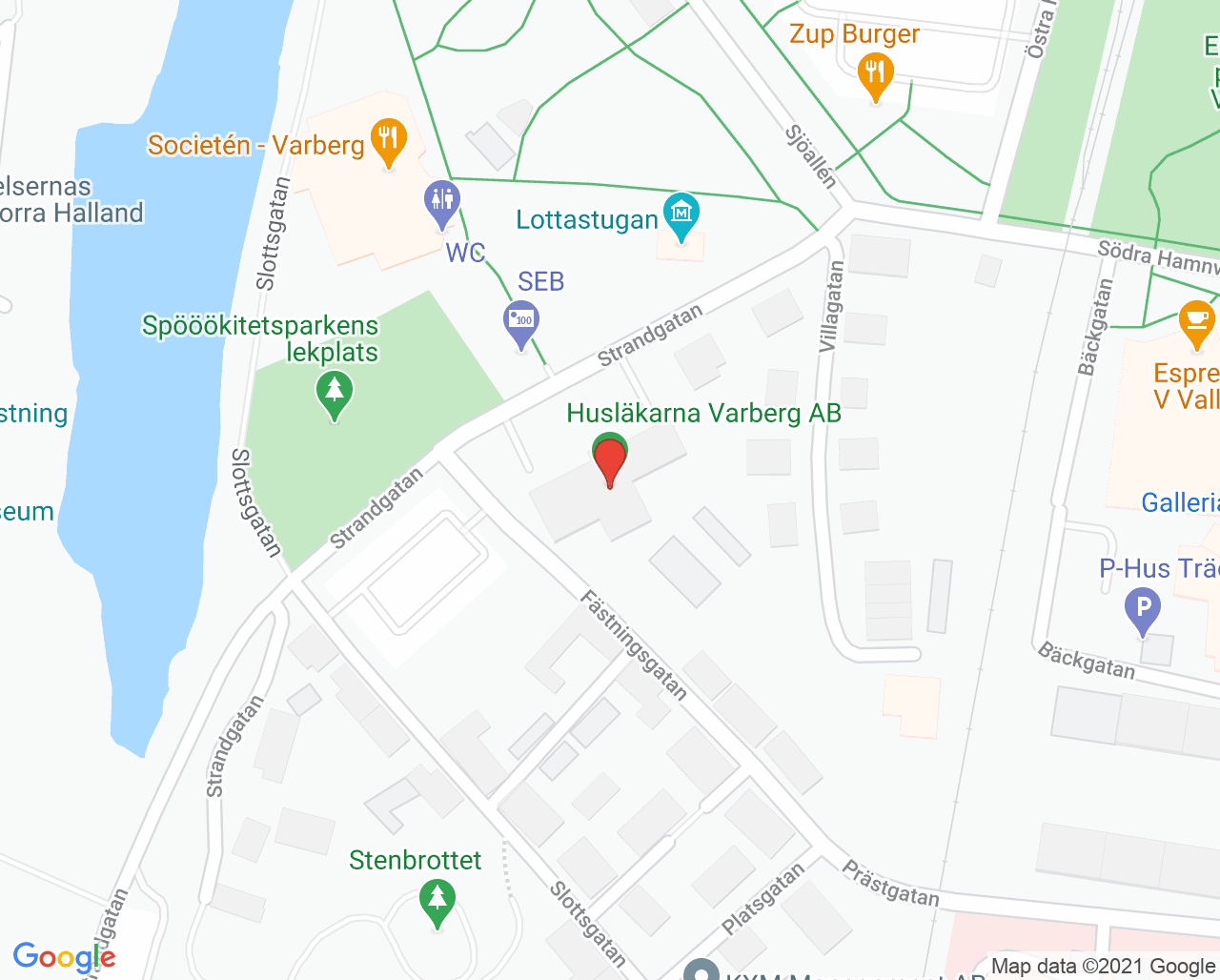 Karta till Ebby Gynekologmottagning Varmbadhuset, Varberg