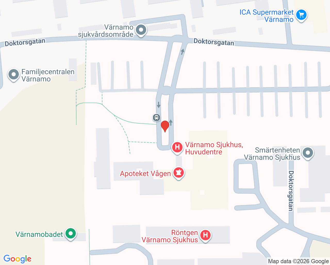 Karta till Dagsjukvård medicin Värnamo sjukhus