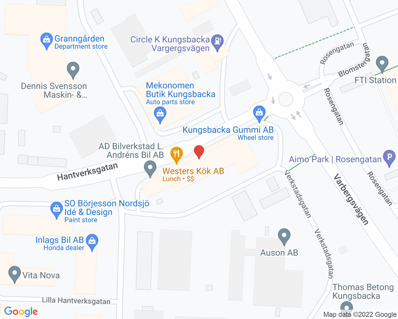 Karta till Louise Brunoson Fysioterapi, Kungsbacka