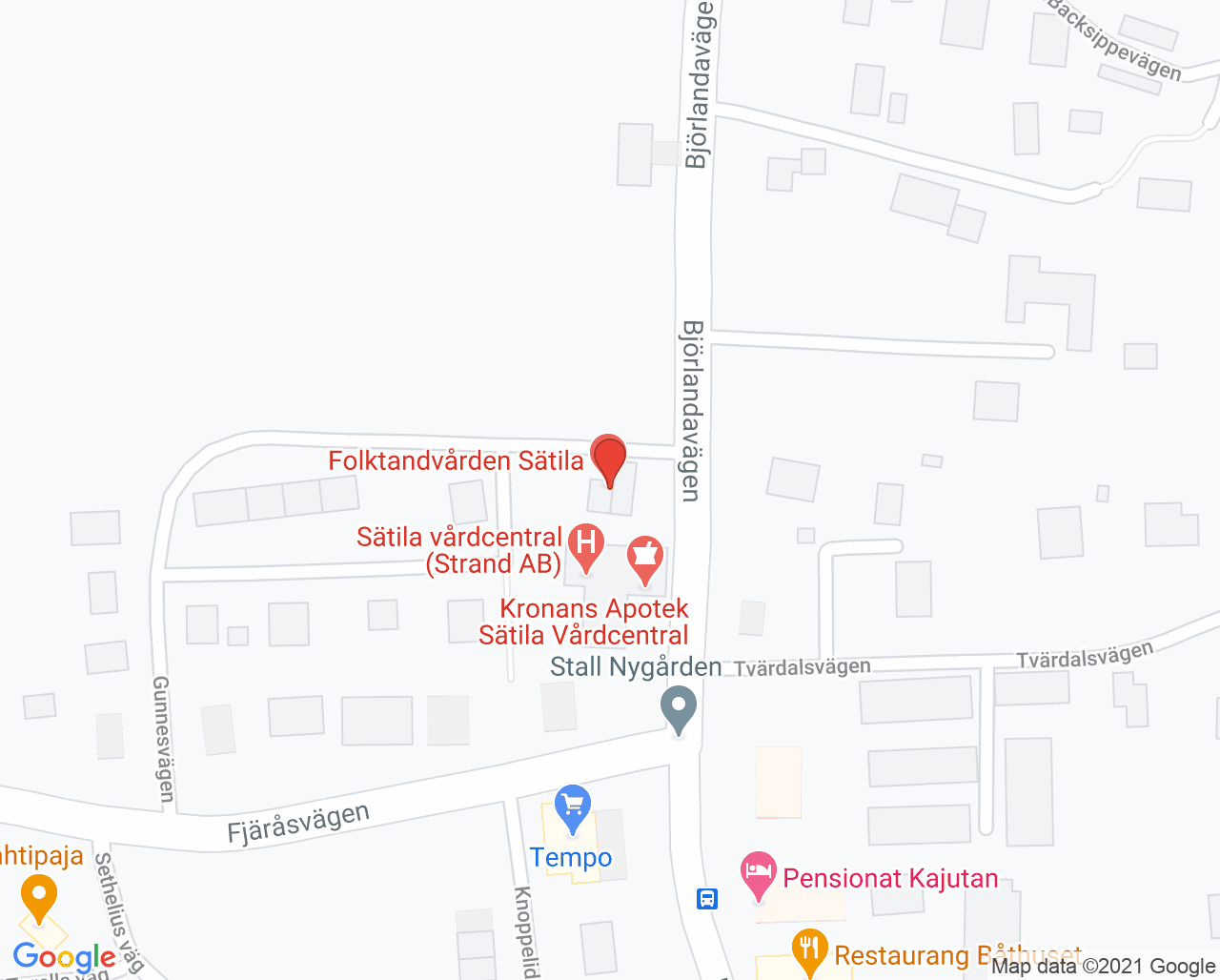 Karta till Folktandvården Sätila, Sätila