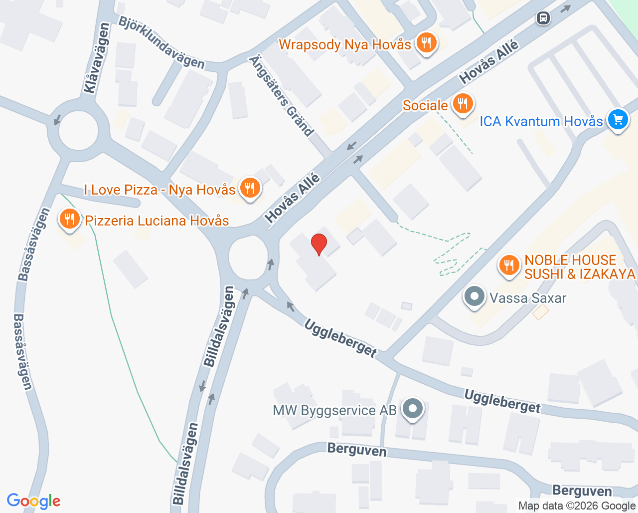 Karta till BVC Capio Vårdcentral Billdal, Askim