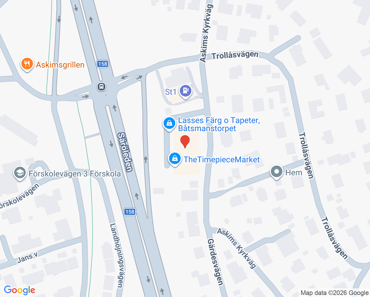Karta till Askimskliniken - Specialistläkarvård