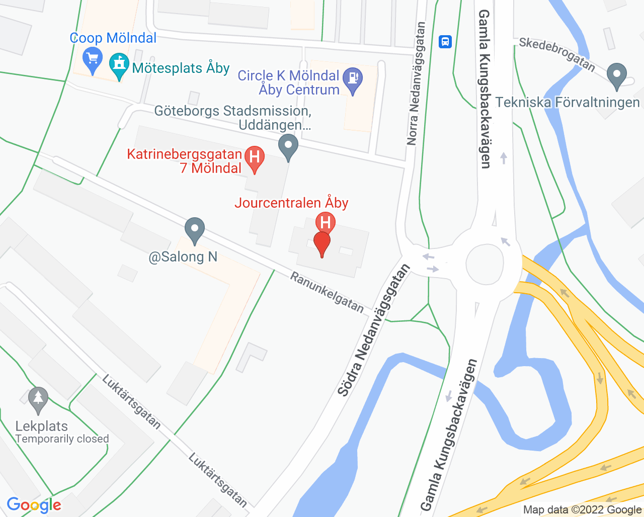 Karta till Omtanken BVC Åby, Mölndal