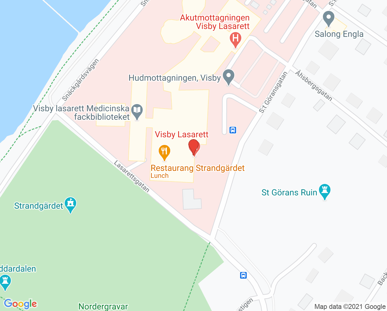 Karta till Barn- och ungdomsavdelning, Visby lasarett
