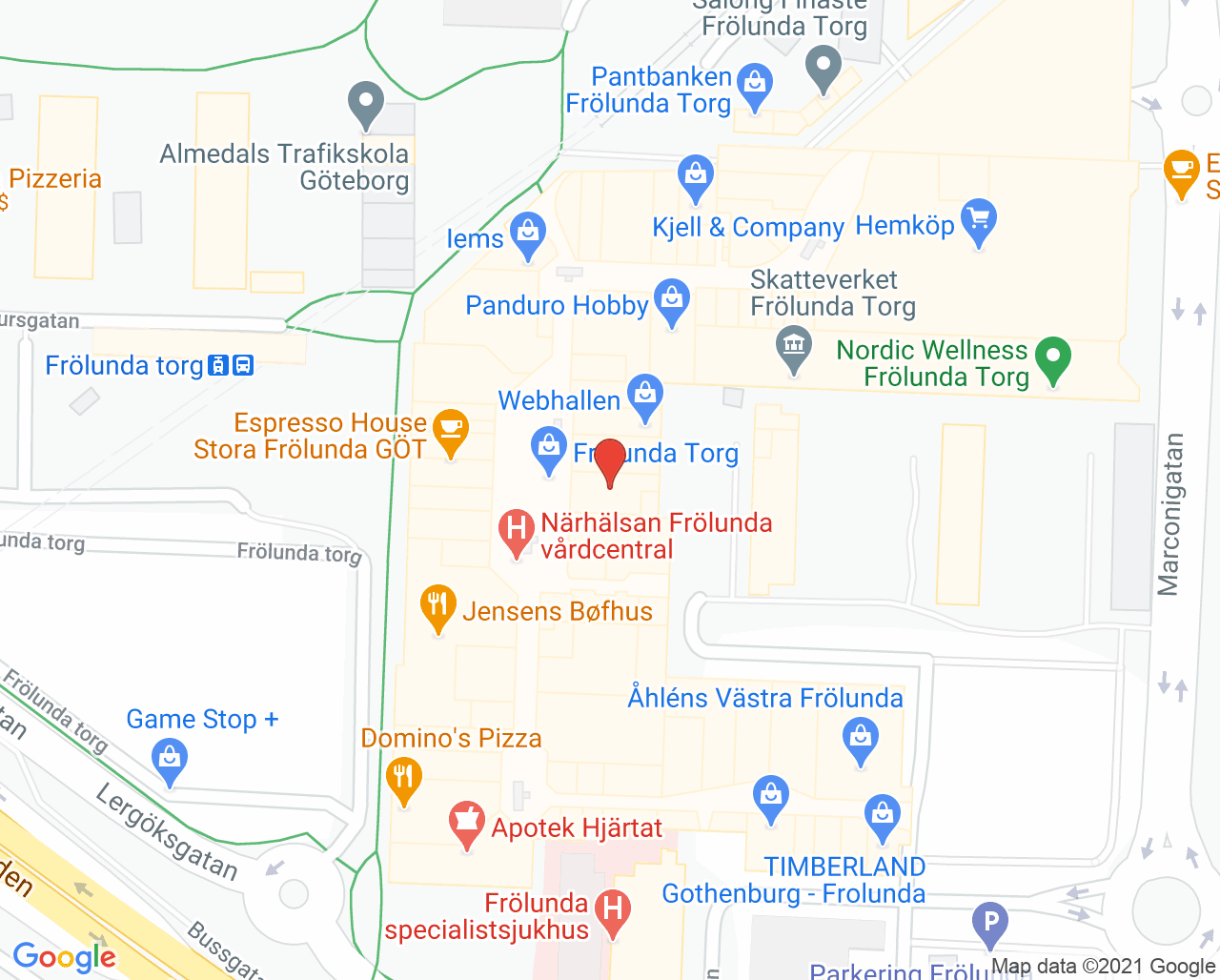 Karta till Synsam Marconigatan Frölunda Torg