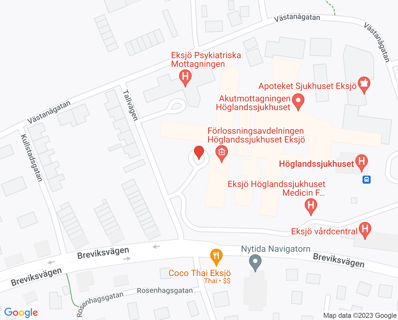 Karta till Cytostatikamottagningen kvinnokliniken Höglandssjukhuset Eksjö