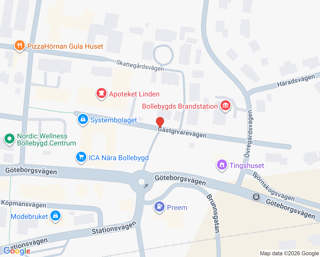 Karta till Närhälsan Bollebygd rehabmottagning, Bollebygd
