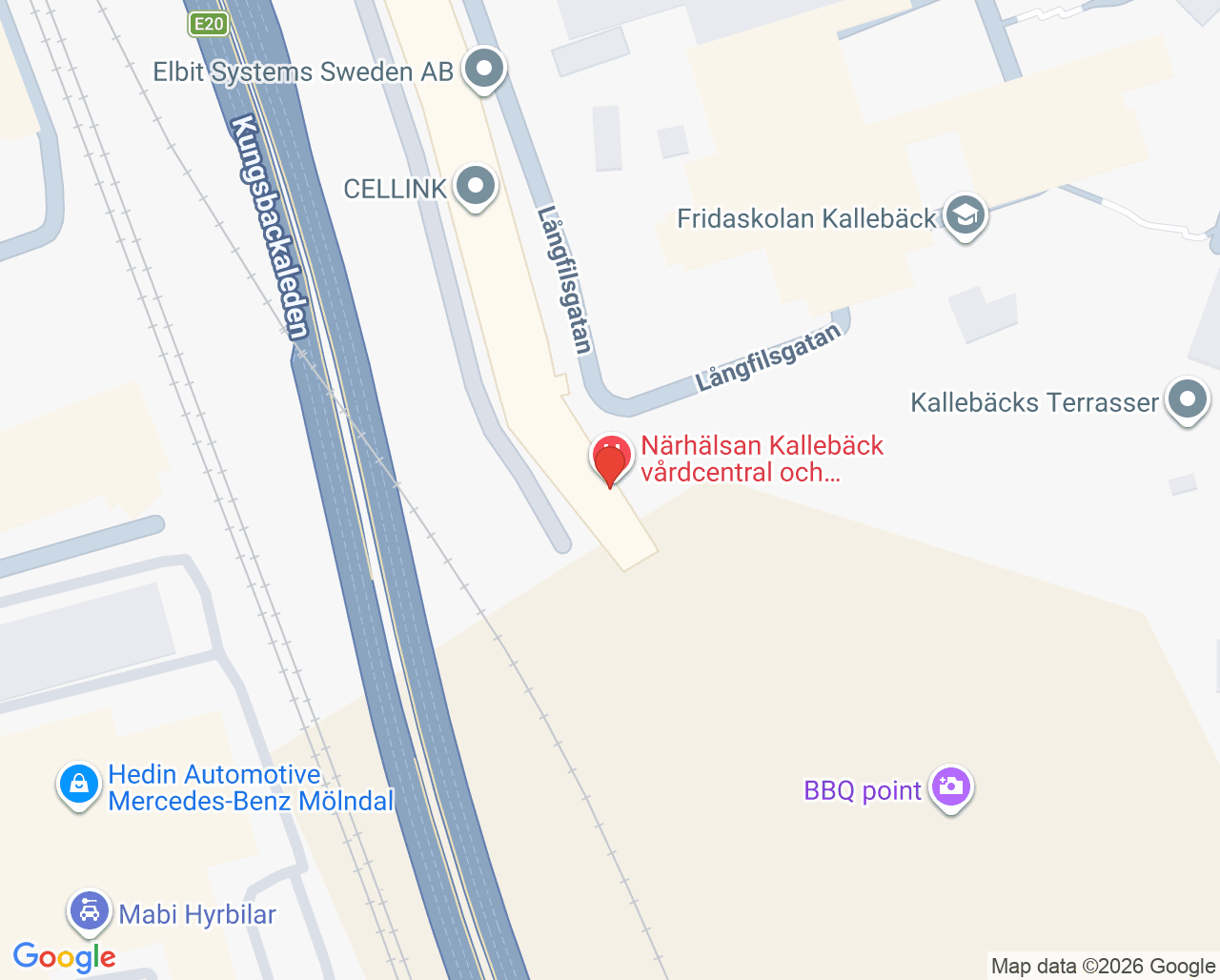 Karta till Närhälsan Kallebäck barnavårdscentral, Göteborg