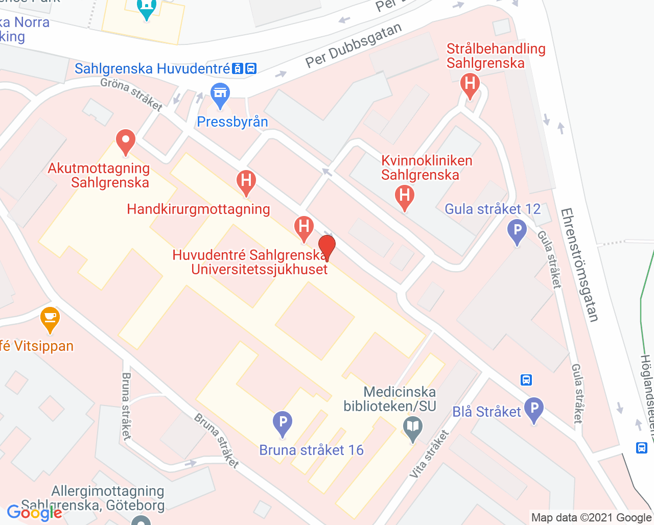 Karta till Hörsel- och balansmottagning Sahlgrenska, Göteborg