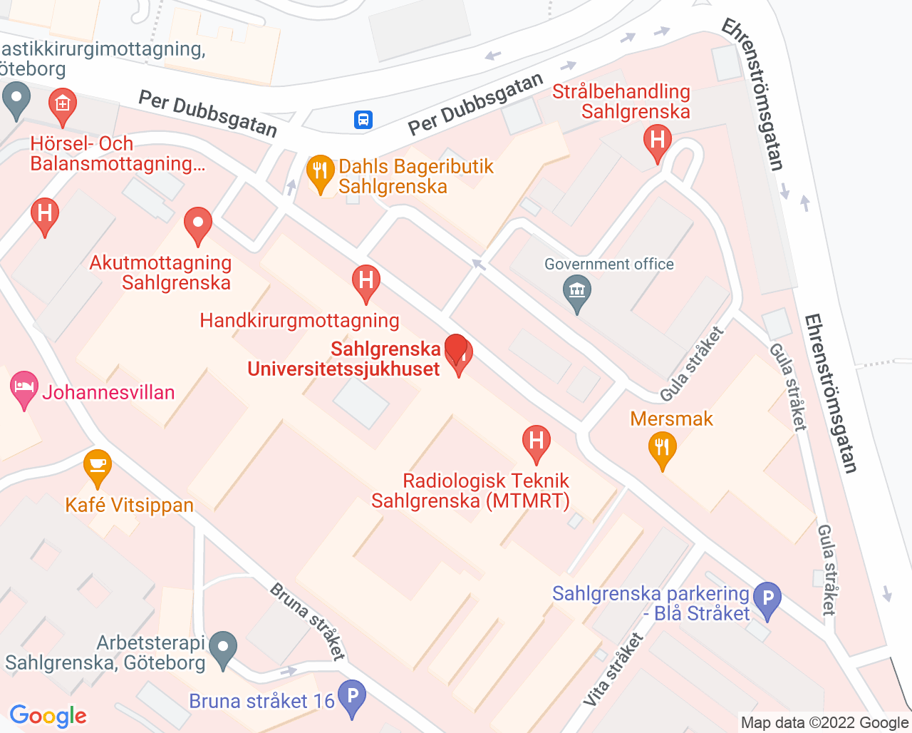 Karta till Avdelning 26 hjärtdagsjukvård Sahlgrenska, Göteborg