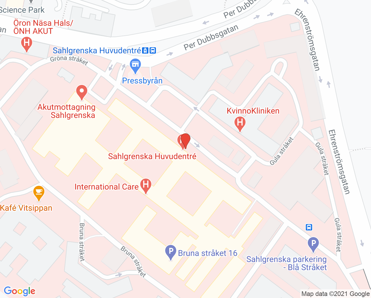 Karta till Avdelning 13 hjärtavdelning Sahlgrenska, Göteborg