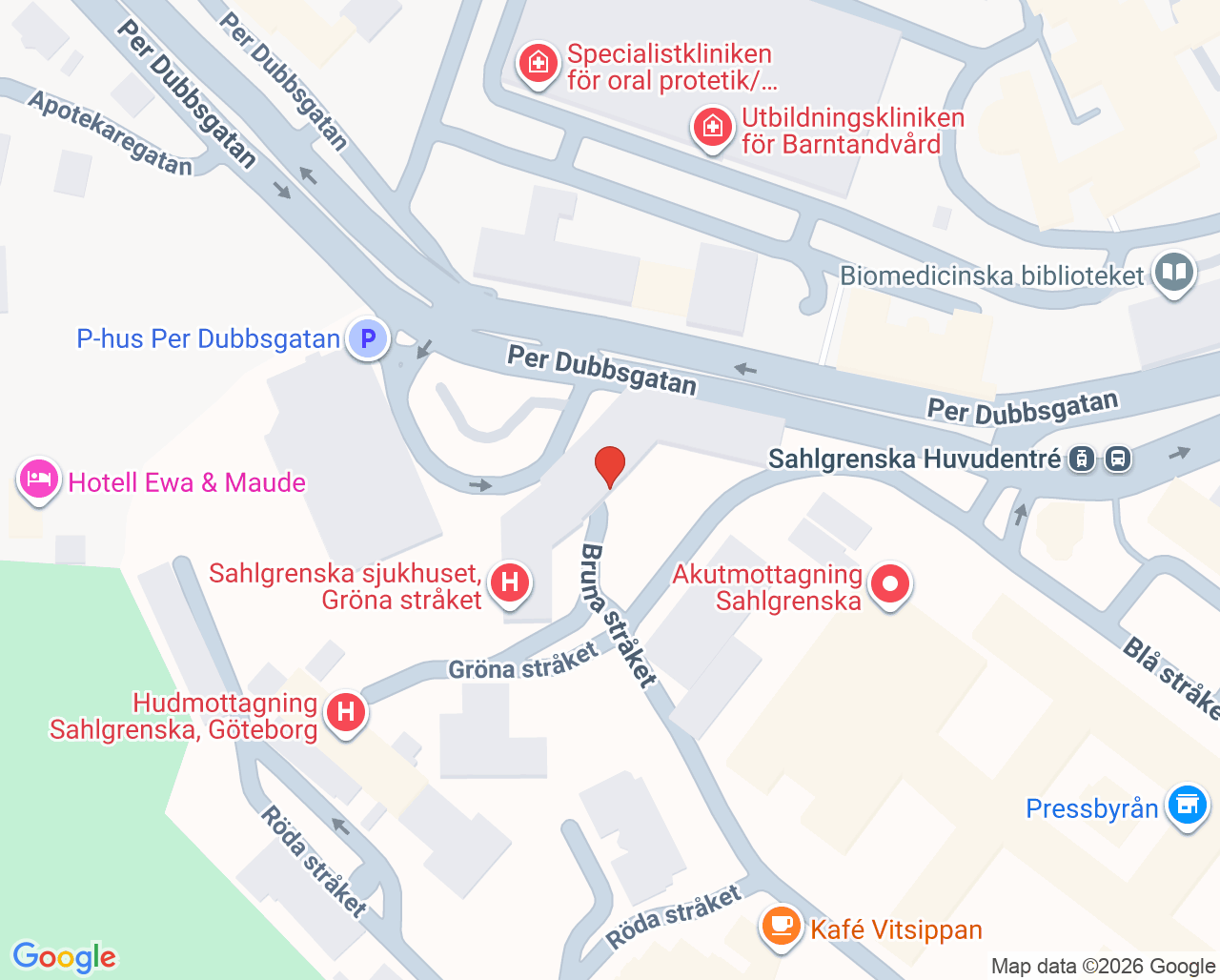 Karta till Forskningsenhet kardiologi Sahlgrenska, Göteborg