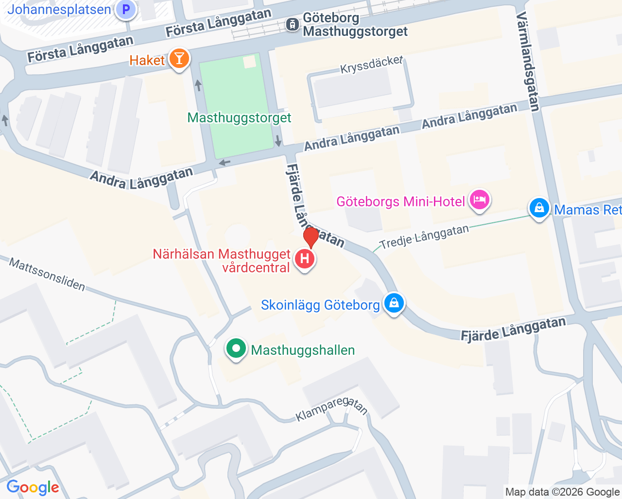 Karta till Närhälsan Linnéstaden barnavårdscentral, Göteborg