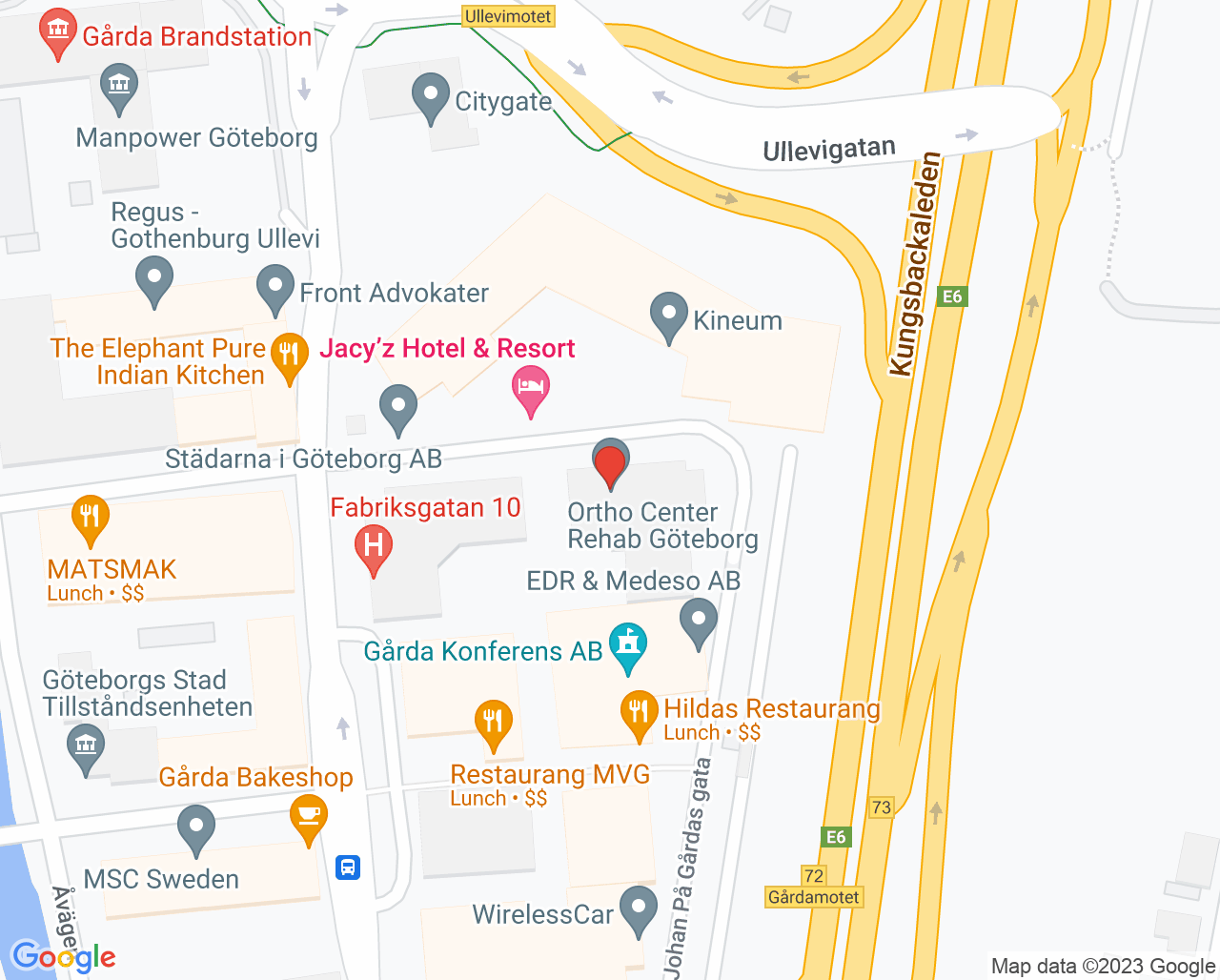 Karta till Capio Ortho Center Gtb Johan Sandberg, Göteborg