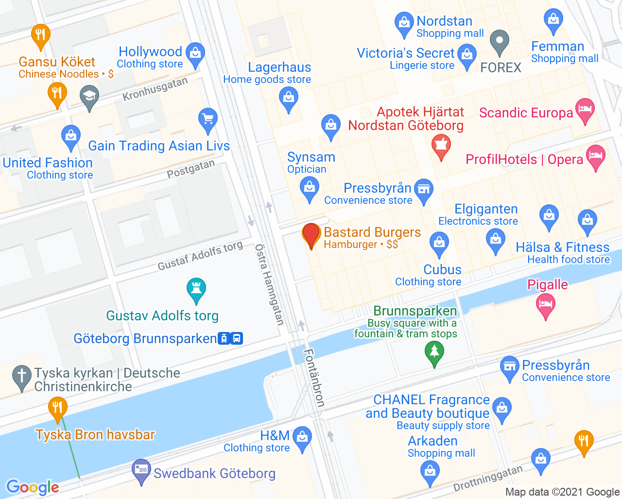 Karta till Åderbråcksklinikerna Göteborg