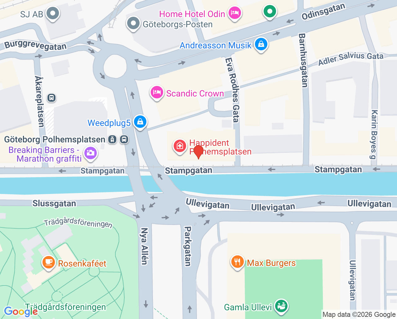 Karta till Diagnostiskt Centrum Hud Göteborg
