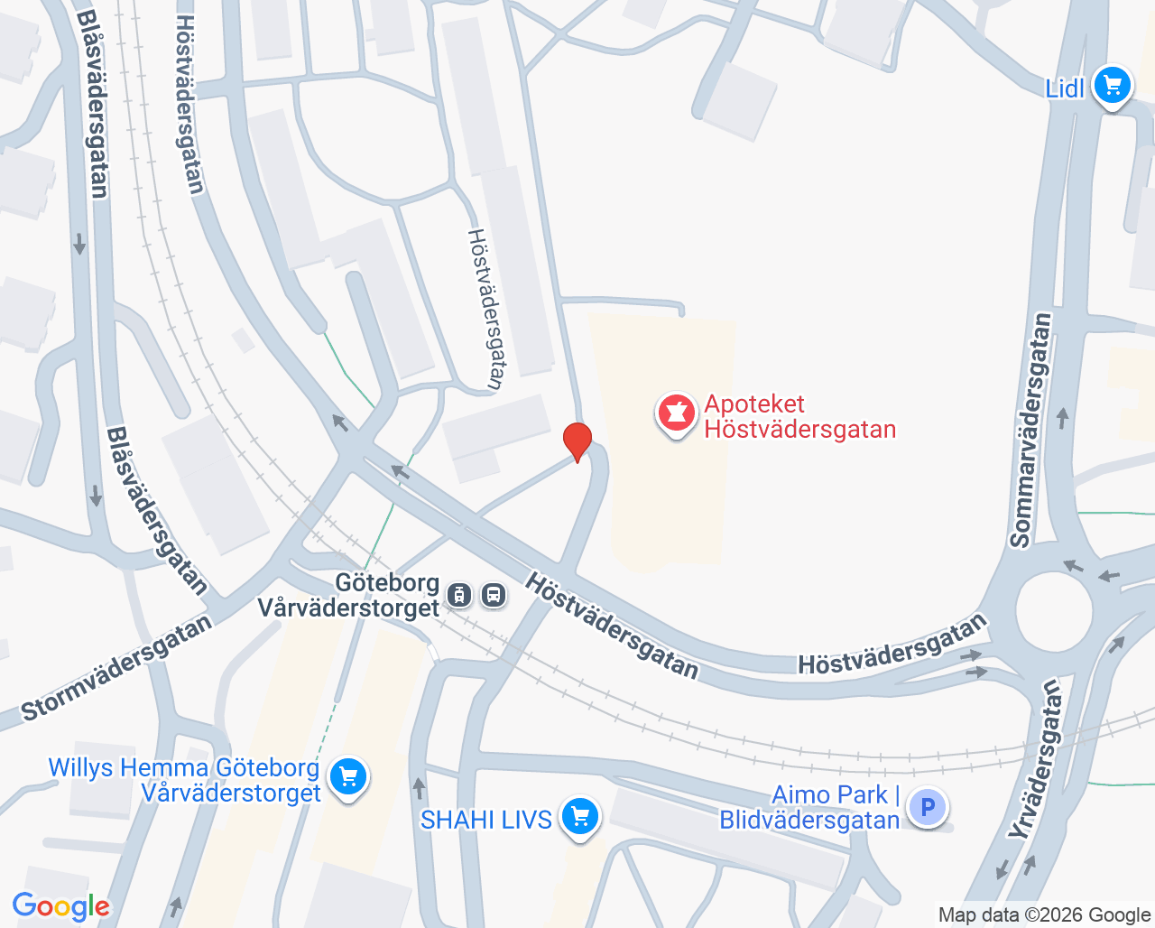 Karta till Biskopsgården barnmorskemottagning, Göteborg