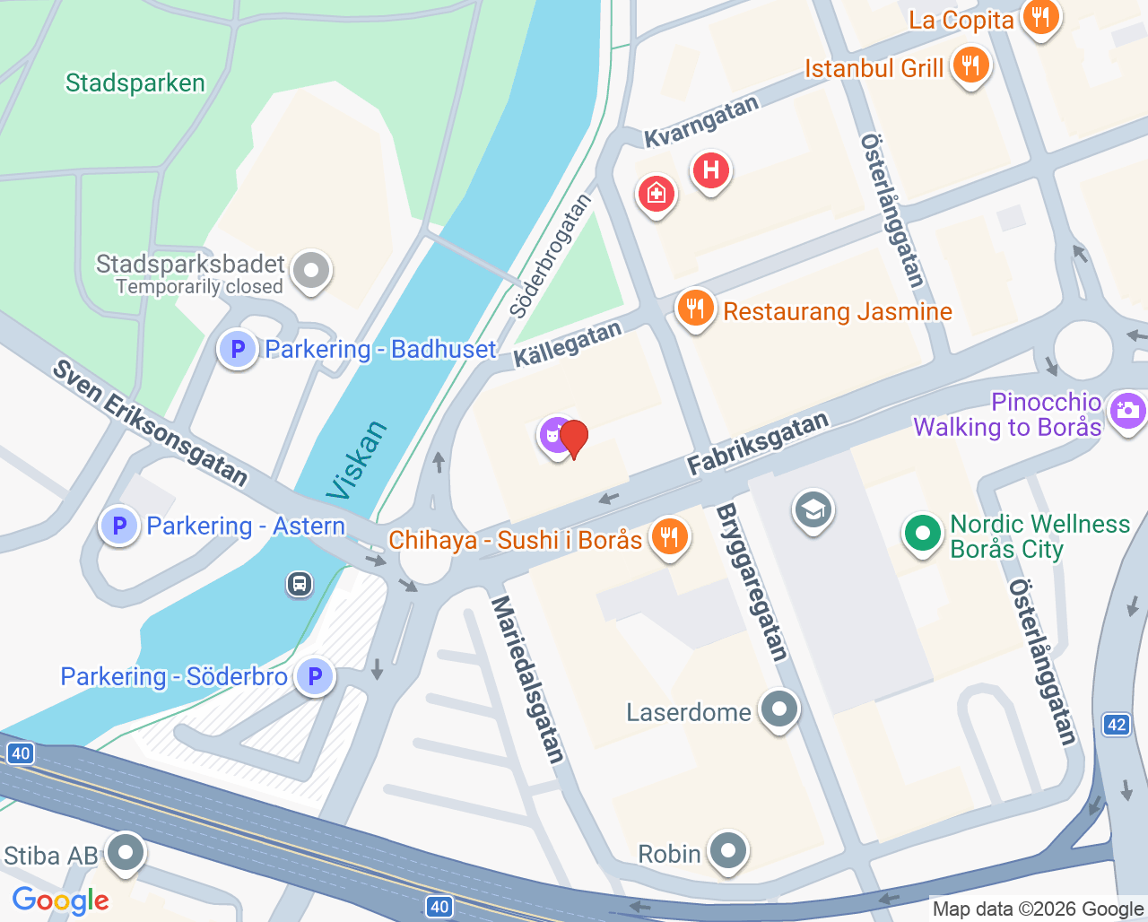 Karta till Borås spädbarnsverksamhet