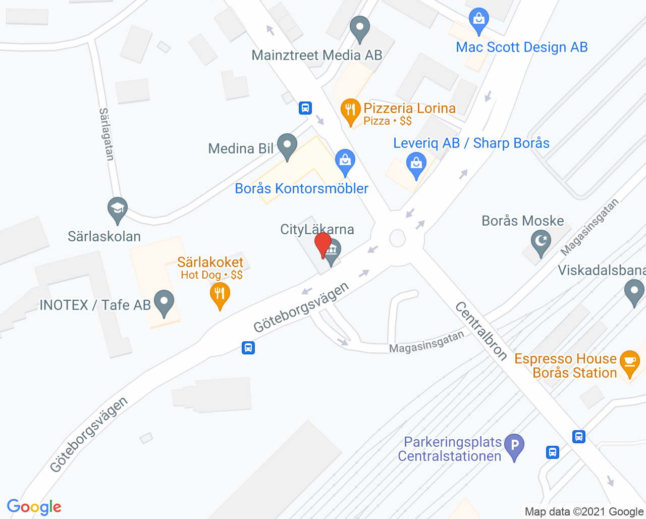 Karta till BVC Cityläkarna Borås, Borås