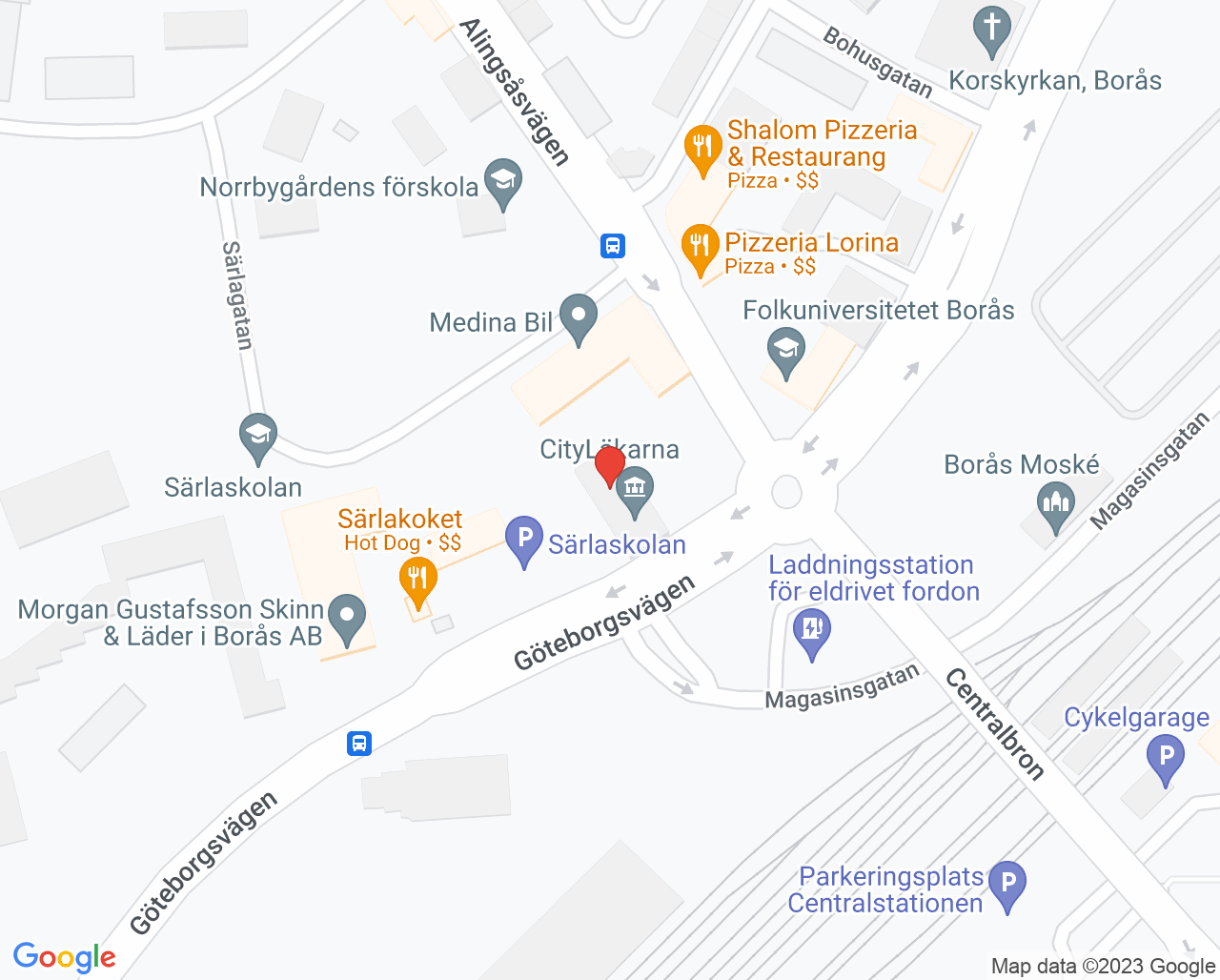 Karta till Läkarlabbet Borås
