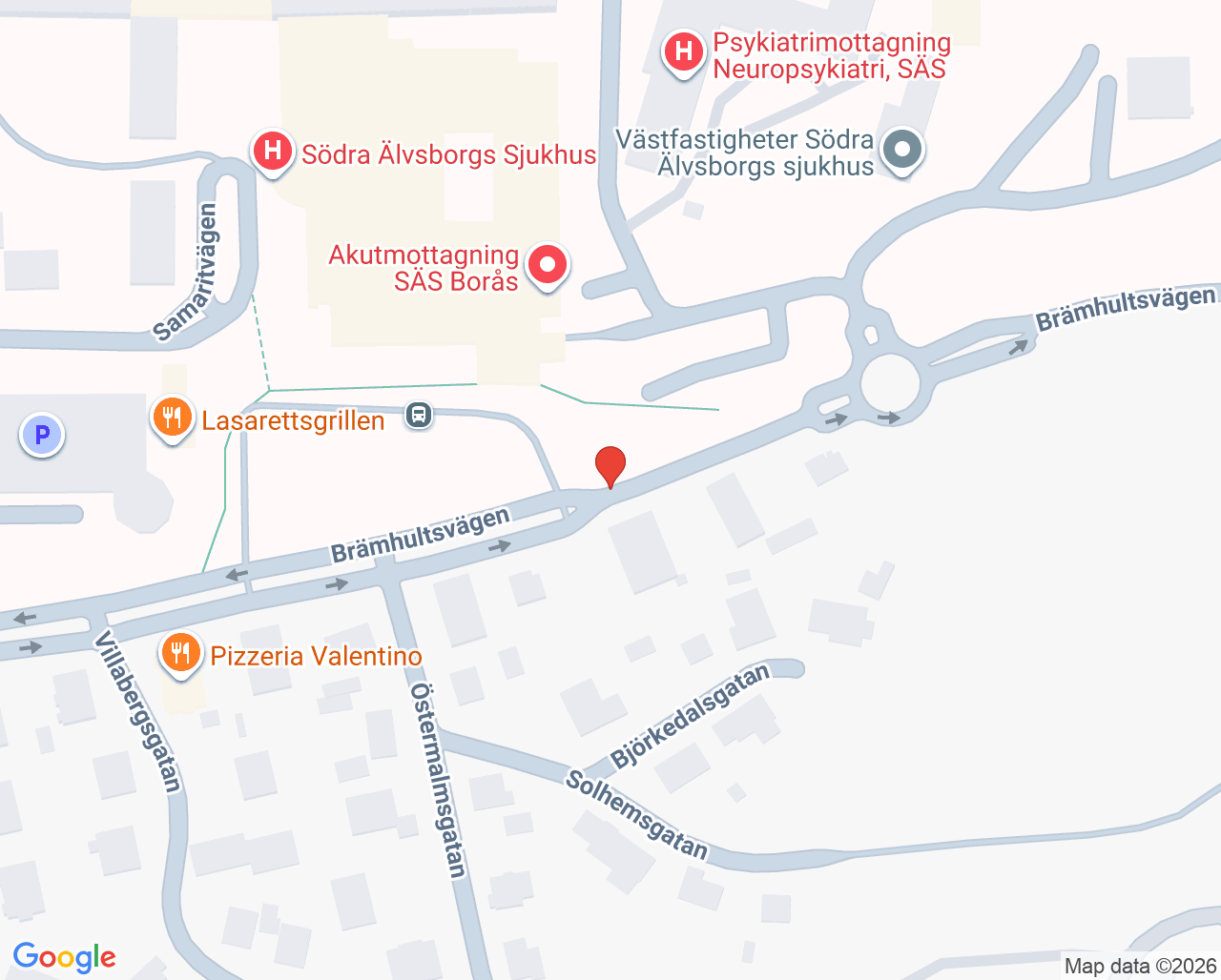 Karta till Intensivvårdsmottagning, Borås