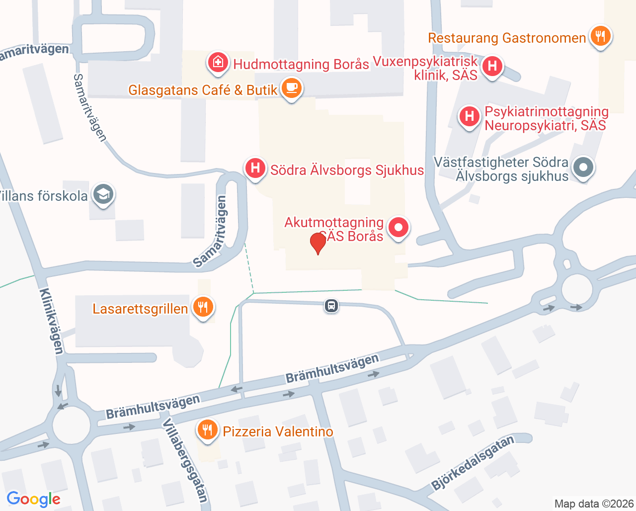 Karta till Könsmottagning, Borås