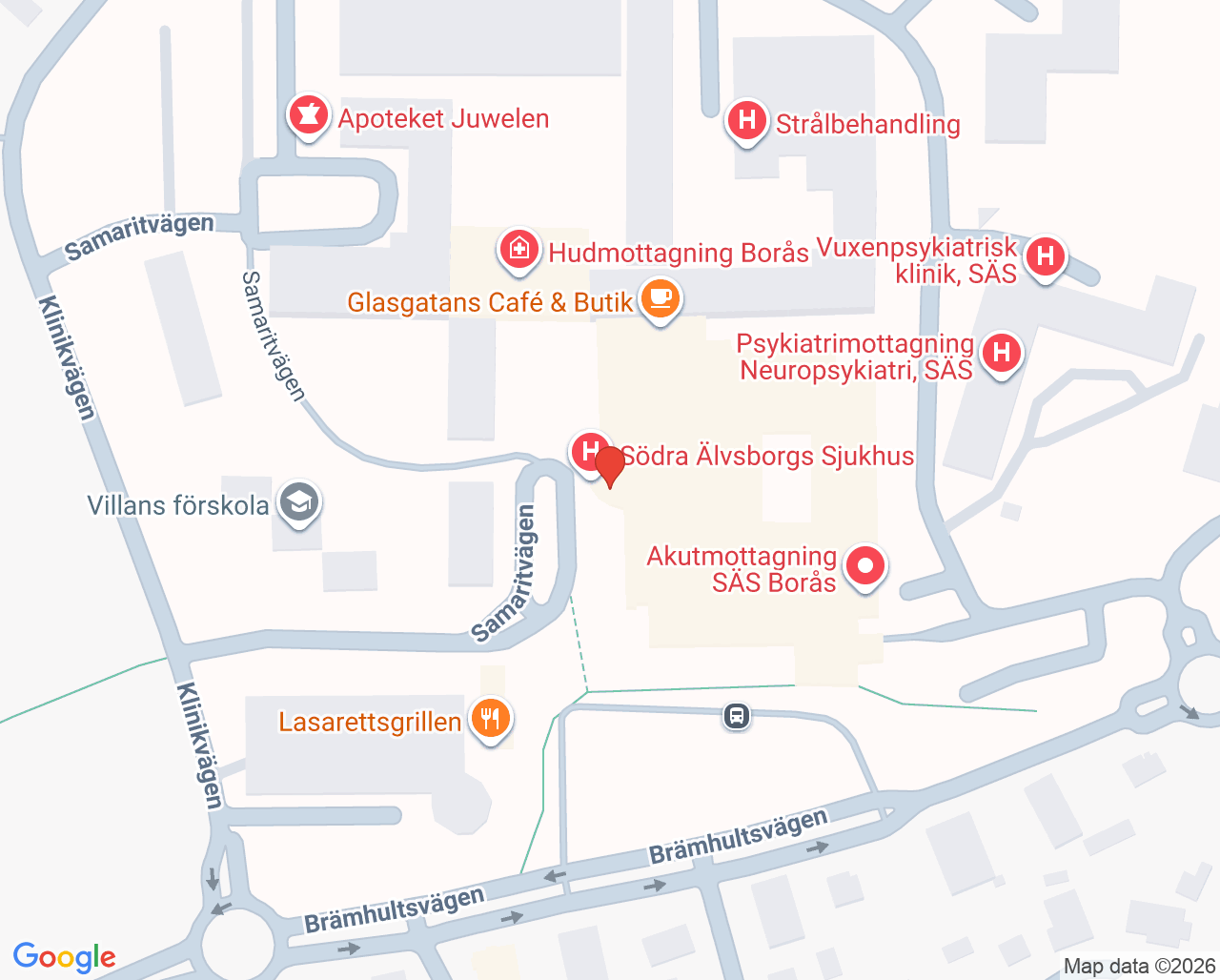 Karta till Specialistkliniken för käkkirurgi Borås, Borås