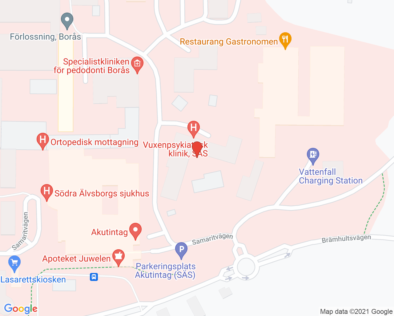 Karta till BUP Akutavdelning, Borås