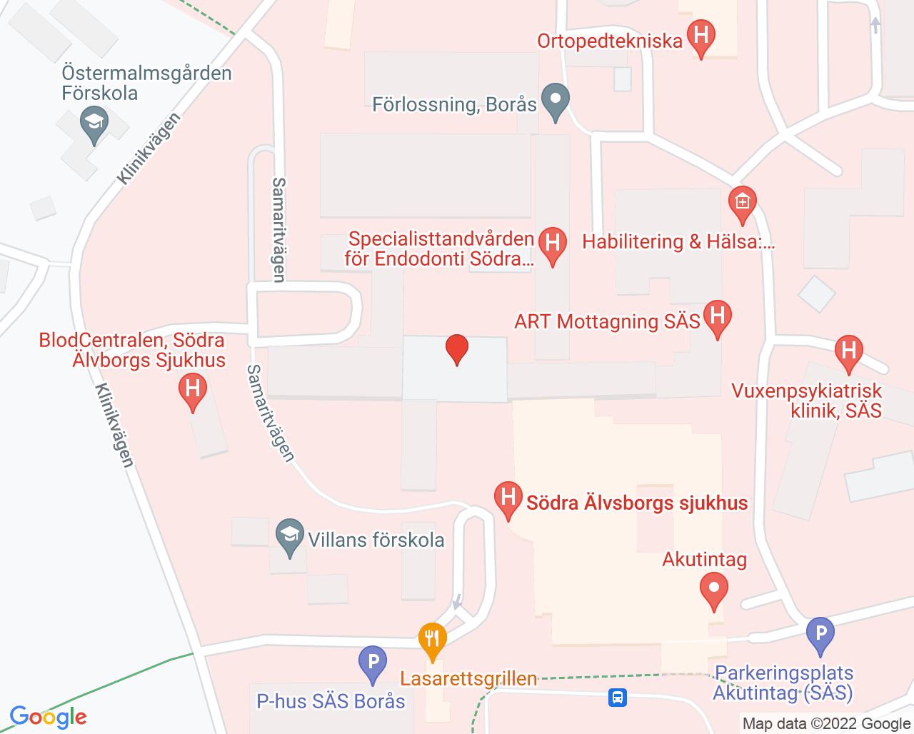 Karta till Lungmottagning, Borås