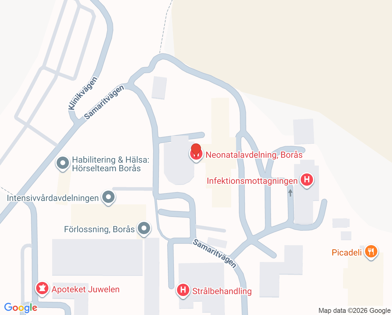 Karta till Neurologimottagning, Borås