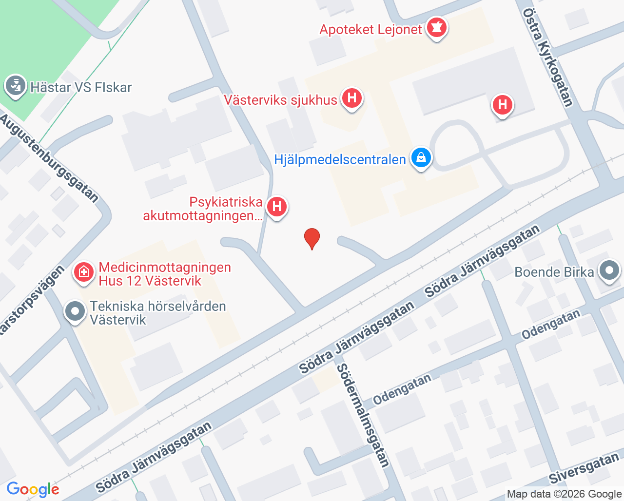 Karta till Psykiatrisk avdelning 21 Västervik