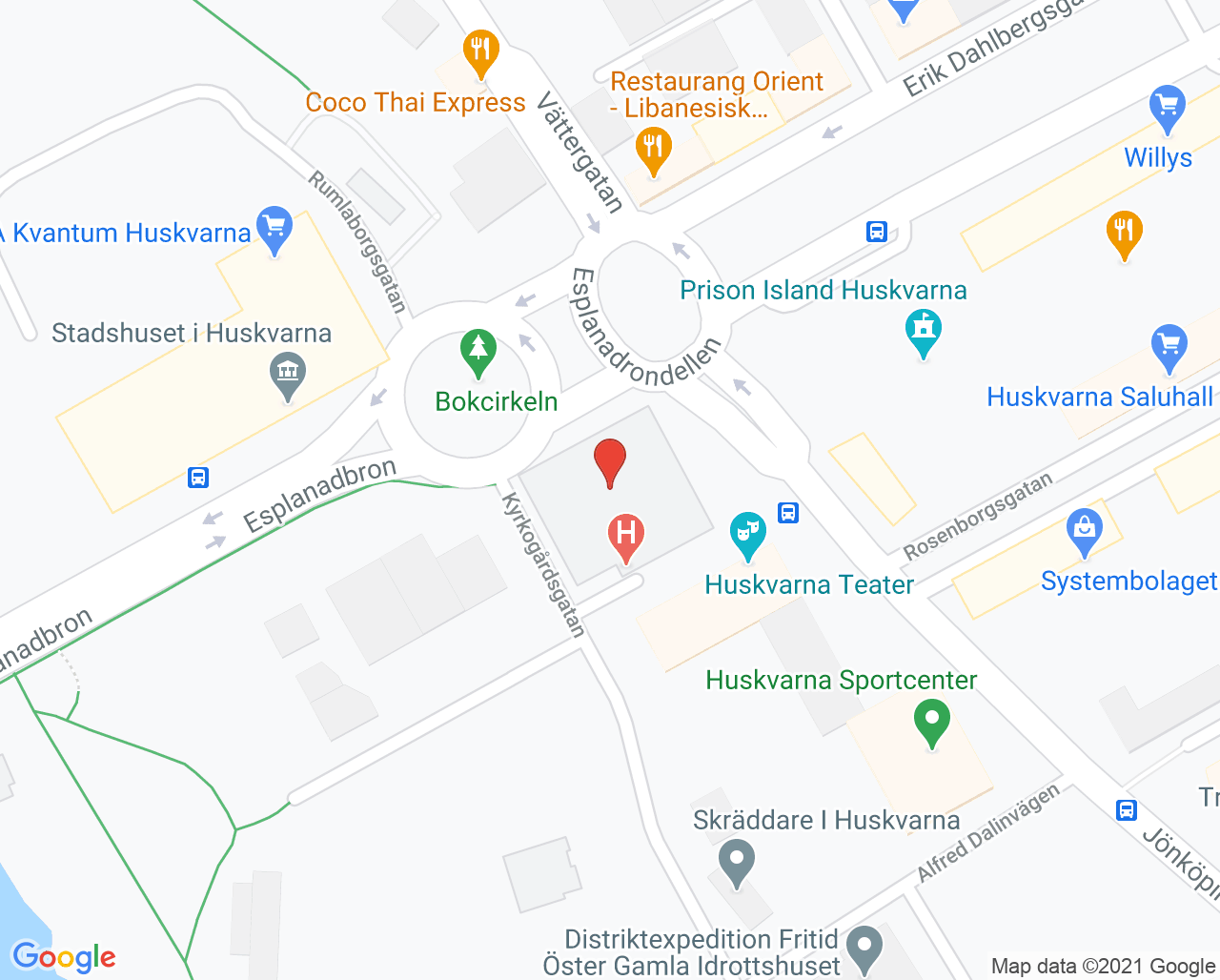 Karta till Bra Liv Kungshälsan vårdcentral, Huskvarna