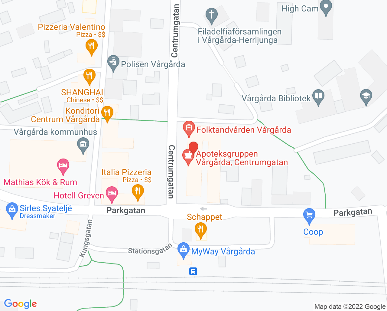 Karta till Vårgårda barnmorskemottagning, Vårgårda