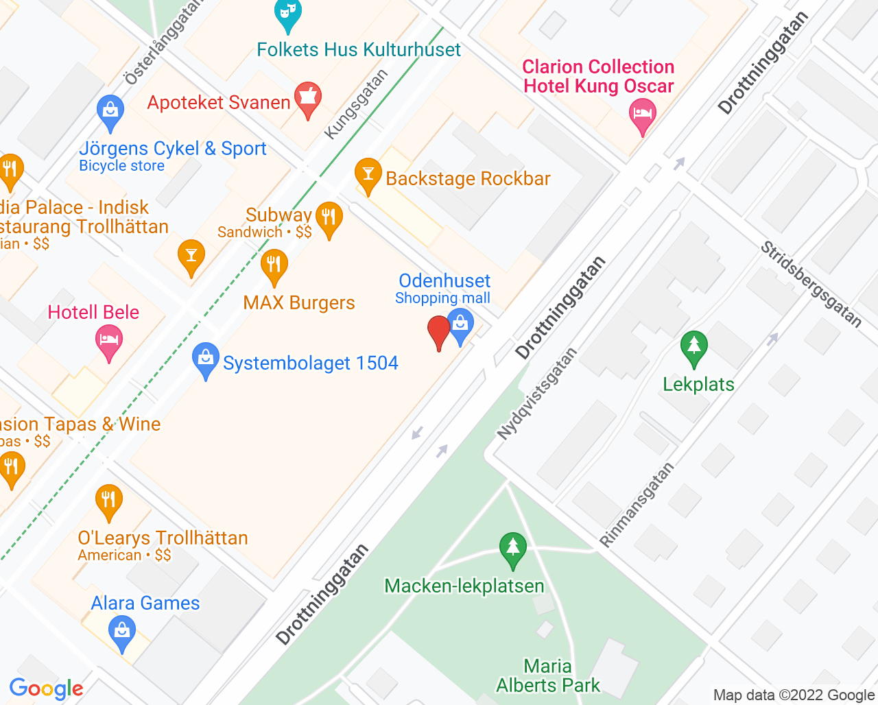 Karta till Trollhättan ungdomsmottagning