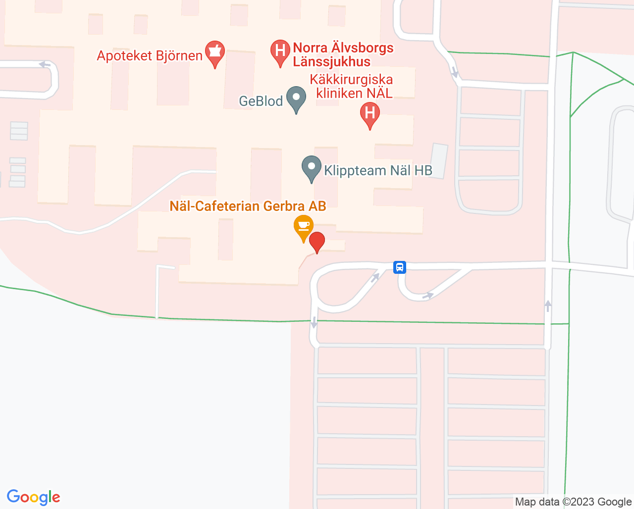 Karta till Logopedimottagning NÄL, Trollhättan