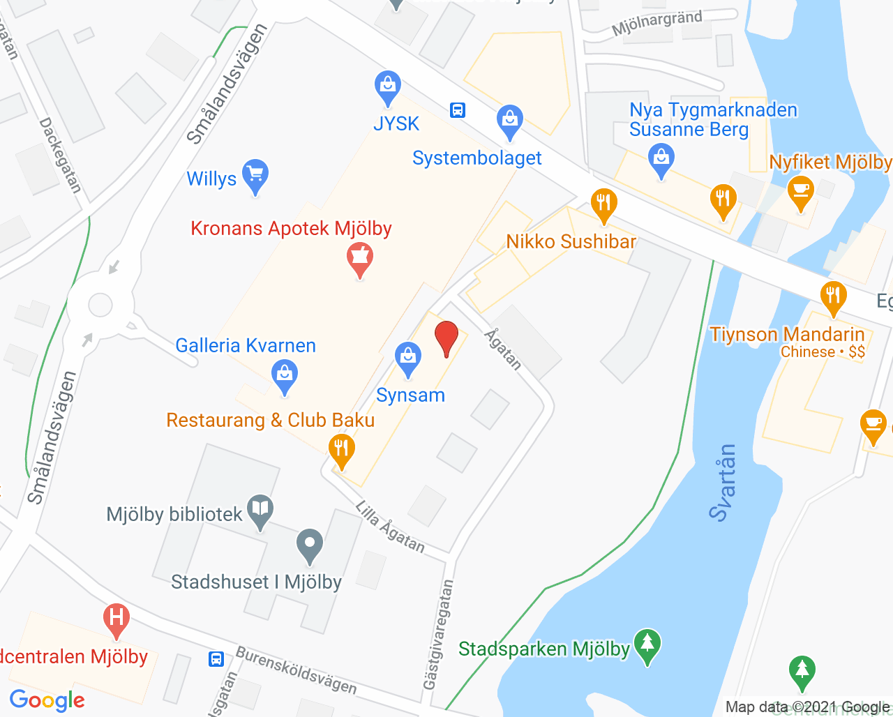 Karta till Synsam Mjölby