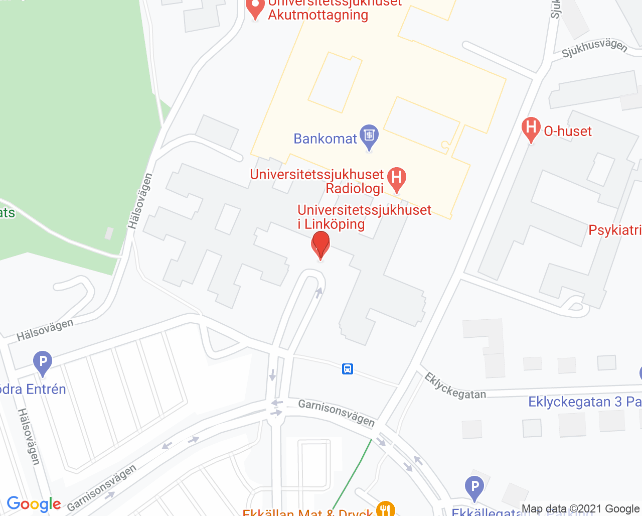 Karta till Smärt- och rehabiliteringsmedicinska kliniken, Linköping