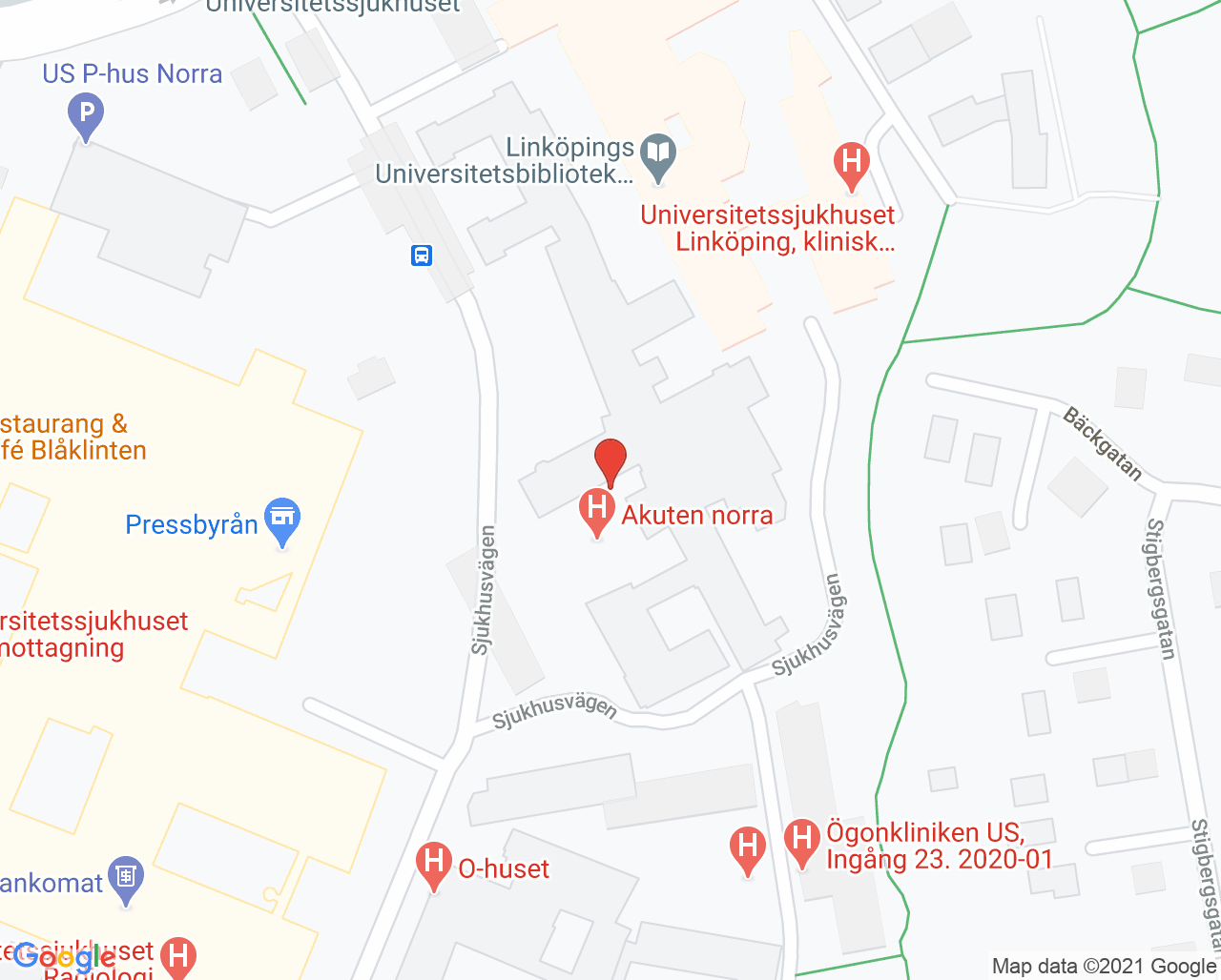 Karta till Närvårdskliniken Linköping, Linköping